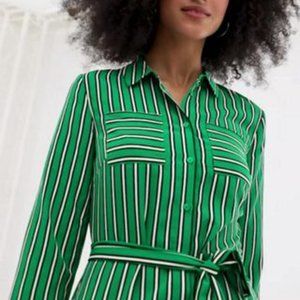 Warehouse utility shirt dress in stripe size 2